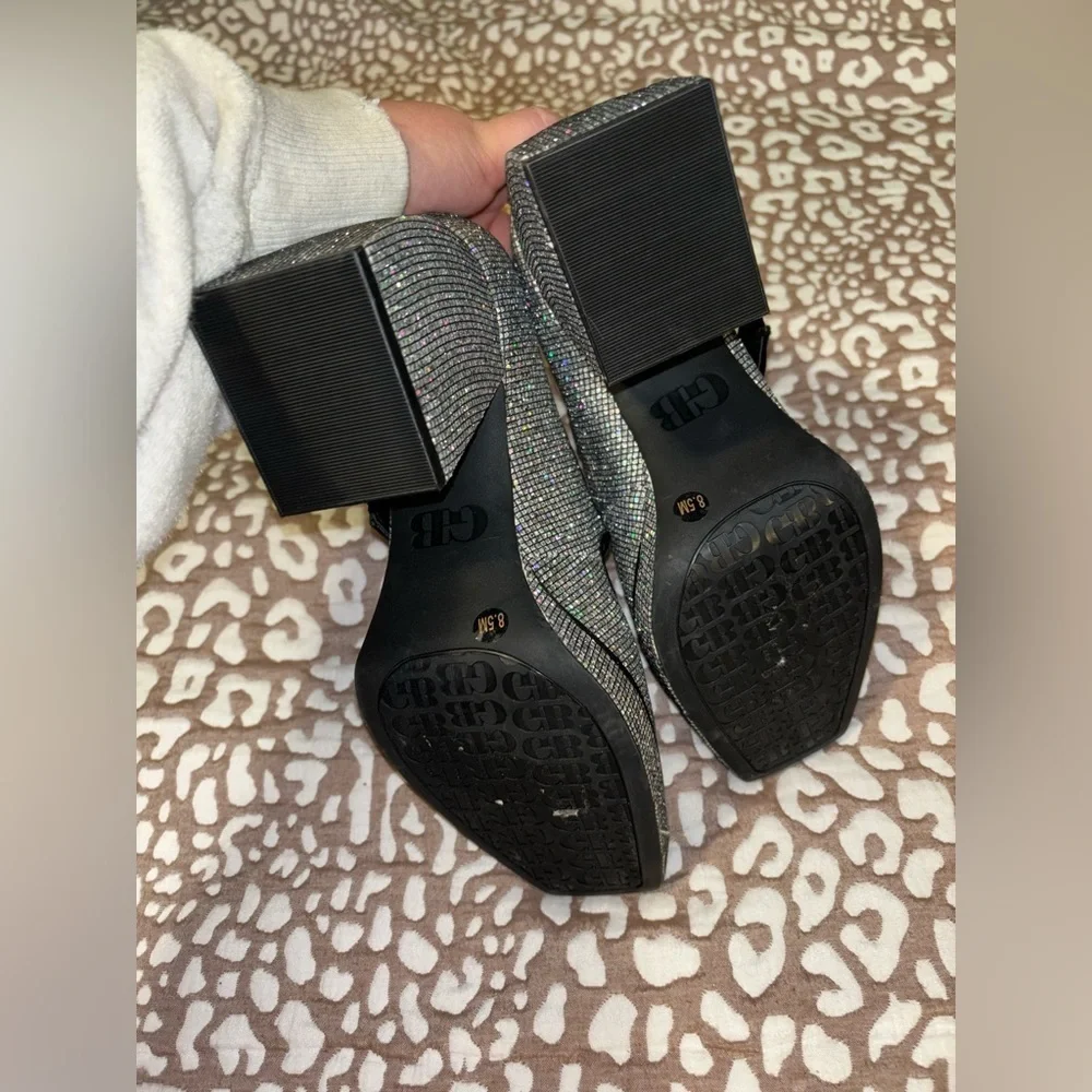 Gianni Bini chunky heel glitter pumps